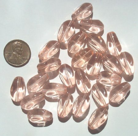 25 18x12mm Four Sided Twisted Rose Pink Ovals