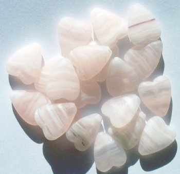 20 17x13mm Matte Light Pink and White Marble Glass Heart Beads