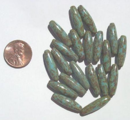 20 22x11mm Turquoise with Topaz Sponge Ovals