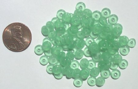 100 2x6mm Milky Green Rondelle Beads
