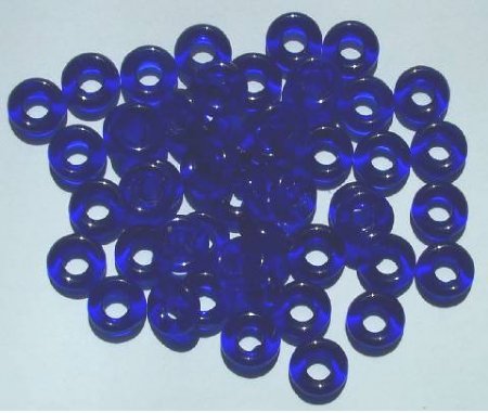 50 3x9mm Transparent Cobalt Ring / Cherrio Beads
