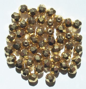 50 6mm Faceted Metallic Gold Firepolish Beads