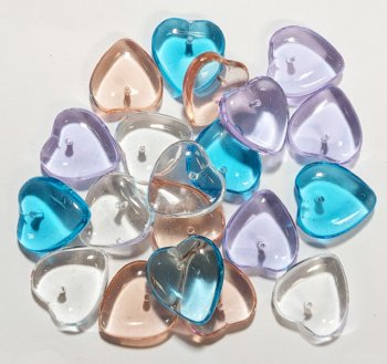 20 16x6mm Transparent Heart Pendant Beads Mix Pack
