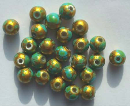 25 7mm Coated Turquoise with Gold Rounds