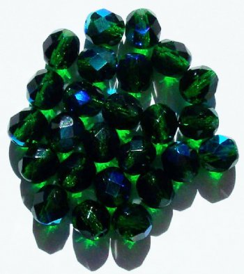 25 8mm Faceted Transparent Medium Green AB Beads