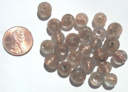 25 8mm Round Crystal with Gold Foil