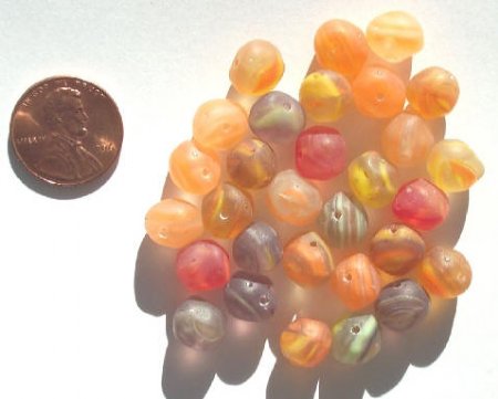 30 8mm Matte Autumn Striped Bumpy Nuggets