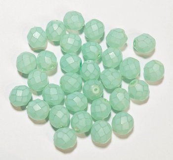 25 8mm Faceted Coated Frosted Jade Green Firepolish Beads