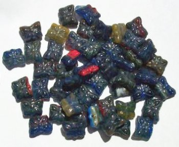 50 8mm Navy Red Topaz Marble Butterfly Beads