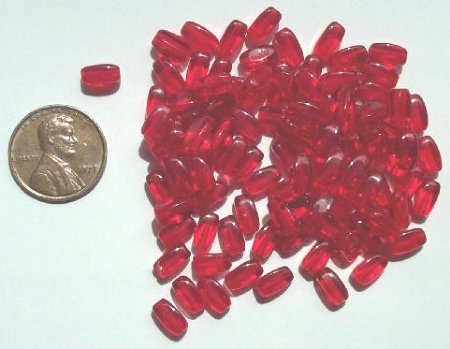 100 8x4mm Four Sided Red Ovals