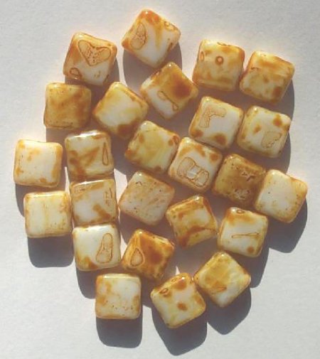 25 9mm Flat Square Ivory Topaz Marble