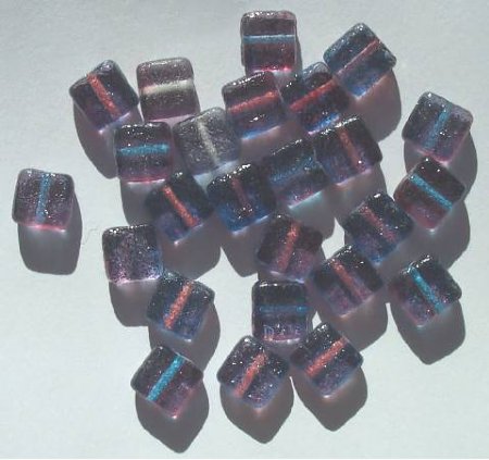 25 9mm Flat Square Two Tone Fuchsia and Sapphire Sugar Coat
