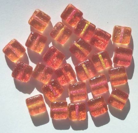 25 9mm Flat Square Two Tone Orange and Cherry Sugar Coat