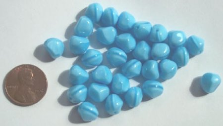 30 9mm Satin Blue Nugget Beads