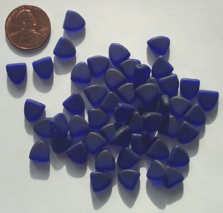 50 9mm Triangle Beads -Matte Cobalt