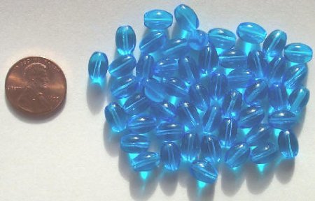 50 9x6mm Transparent Blue Ovals