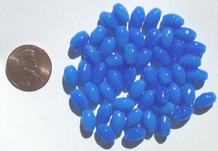 50 9x6mm Twisted Milky Blue Ovals