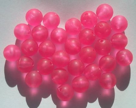 30 10mm Round Matte Hot Pink Vintage Acrylics
