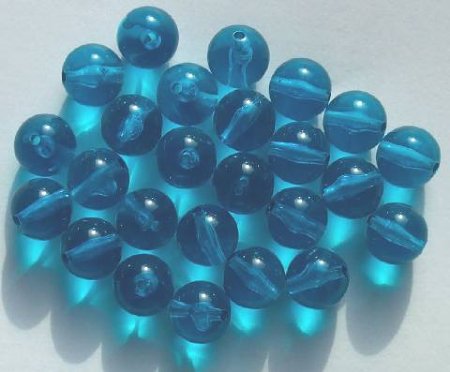 25 12mm Round Transparent Aqua Vintage Acrylics