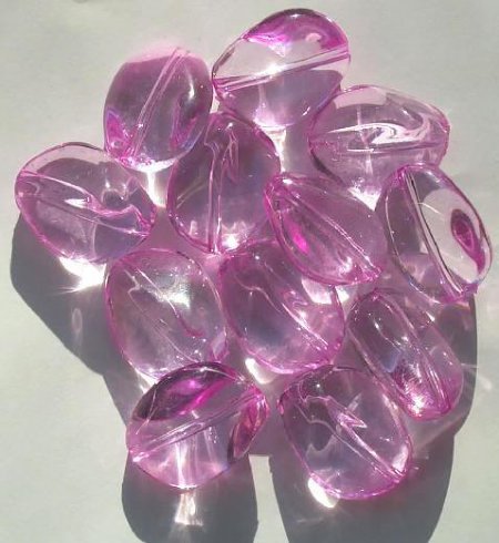 12 26x20mm Acrylic Hot Pink Oval Nuggets