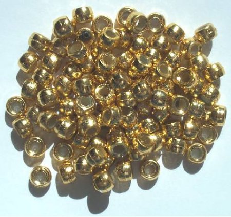 100 4x6mm Metallic Gold Acrylic Crow Beads