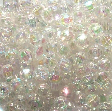 200 6mm Acrylic Faceted Crystal AB