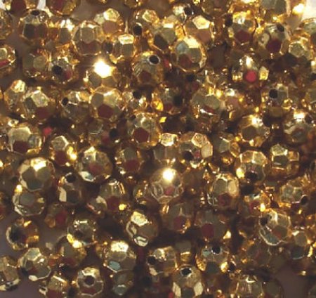 200 6mm Acrylic Faceted Metallic Gold