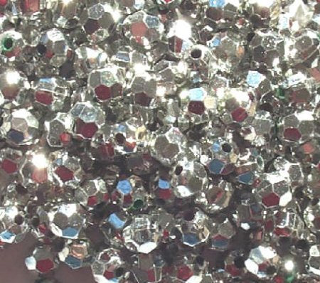 200 6mm Acrylic Faceted Metallic Silver