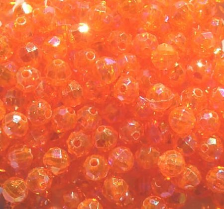 200 6mm Acrylic Faceted Orange AB