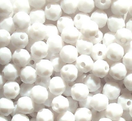 100 8mm Acrylic Faceted Opaque White
