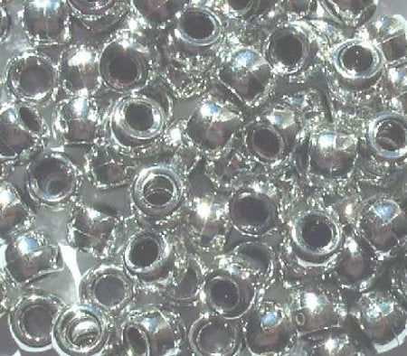 100 6x9mm Acrylic Metallic Silver Crow Beads