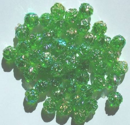50 9mm Acrylic Green AB Rosebuds