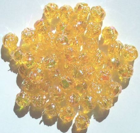 50 9mm Acrylic Yellow AB Rosebuds