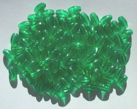 100 9x6mm Acrylic Transparent Holiday Green Ovals