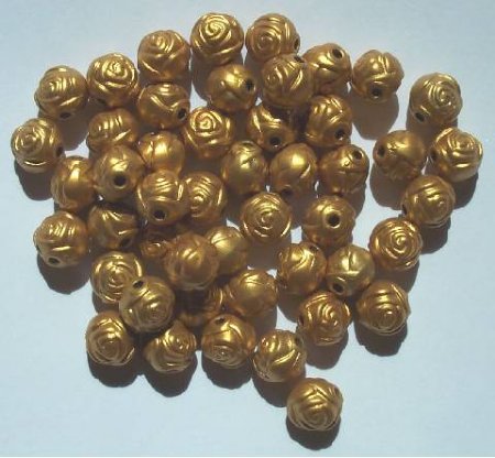 50 8mm Acrylic Metalized Matte Gold Rosebuds