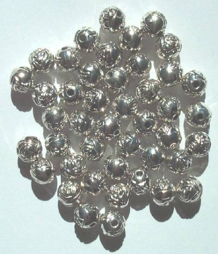 50 8mm Acrylic Metalized Silver Rosebuds