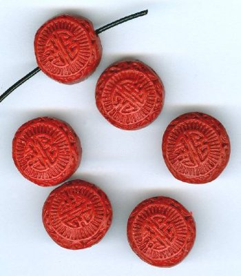 6 16mm Red Cinnabar Disks