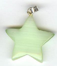 1 20x5mm Light Green Fiber Optic Star Pendant