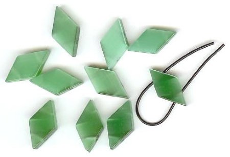 10 10x19mm Diamond Green Double Holed Fiber Optic