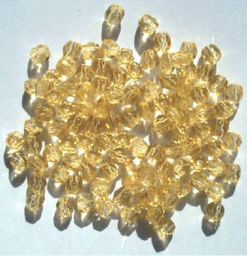 100 4mm Faceted Light Topaz Beads