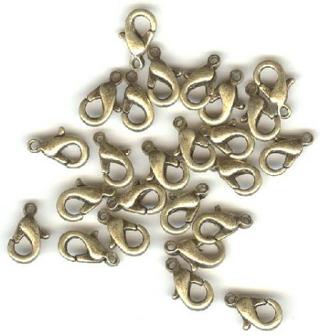 25 10mm Antique Gold Lobster Claw Clasps