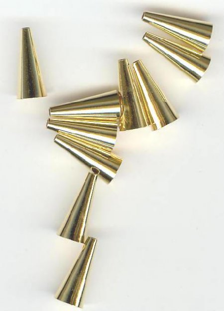 10 12x6mm Gold Plated Seamless Cones