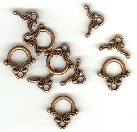 5 13mm Antique Copper Bow Toggles
