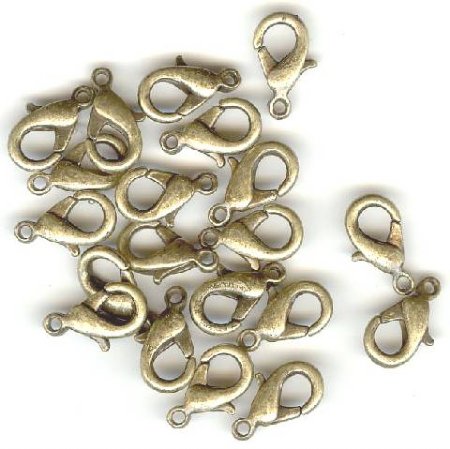 20 15mm Antique Gold Lobster Claw Clasps