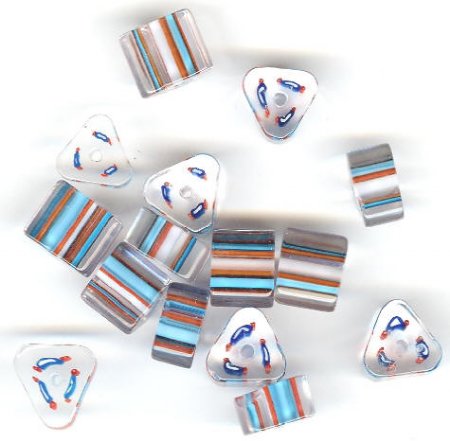 Furnace 20 grams Triangle White Core with Aqua & Red