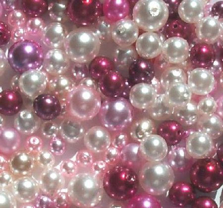 50 Grams of Raspberry Cloud Glass Pearl Mix