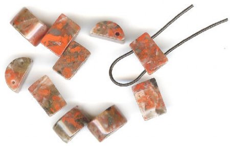 10 8x12mm Half-Moon Two Hole Breciated Jasper
