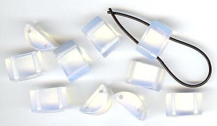 10 8x12mm Half-Moon Fire Opal Double Holed Fiber Optic
