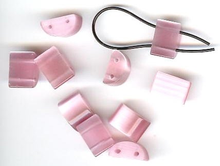 10 8x12mm Half-Moon Pink Double Holed Fiber Optic