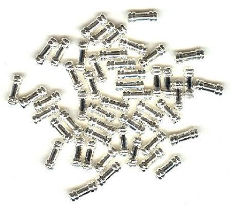 50 9x5mm Silver Plate Ringed Tubes